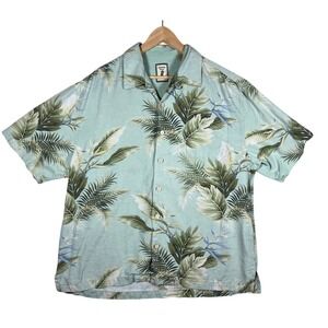 Jamaica Jaxx Silk Hawaiian Shirt XL Tropical Floral Button Down Resort Wear